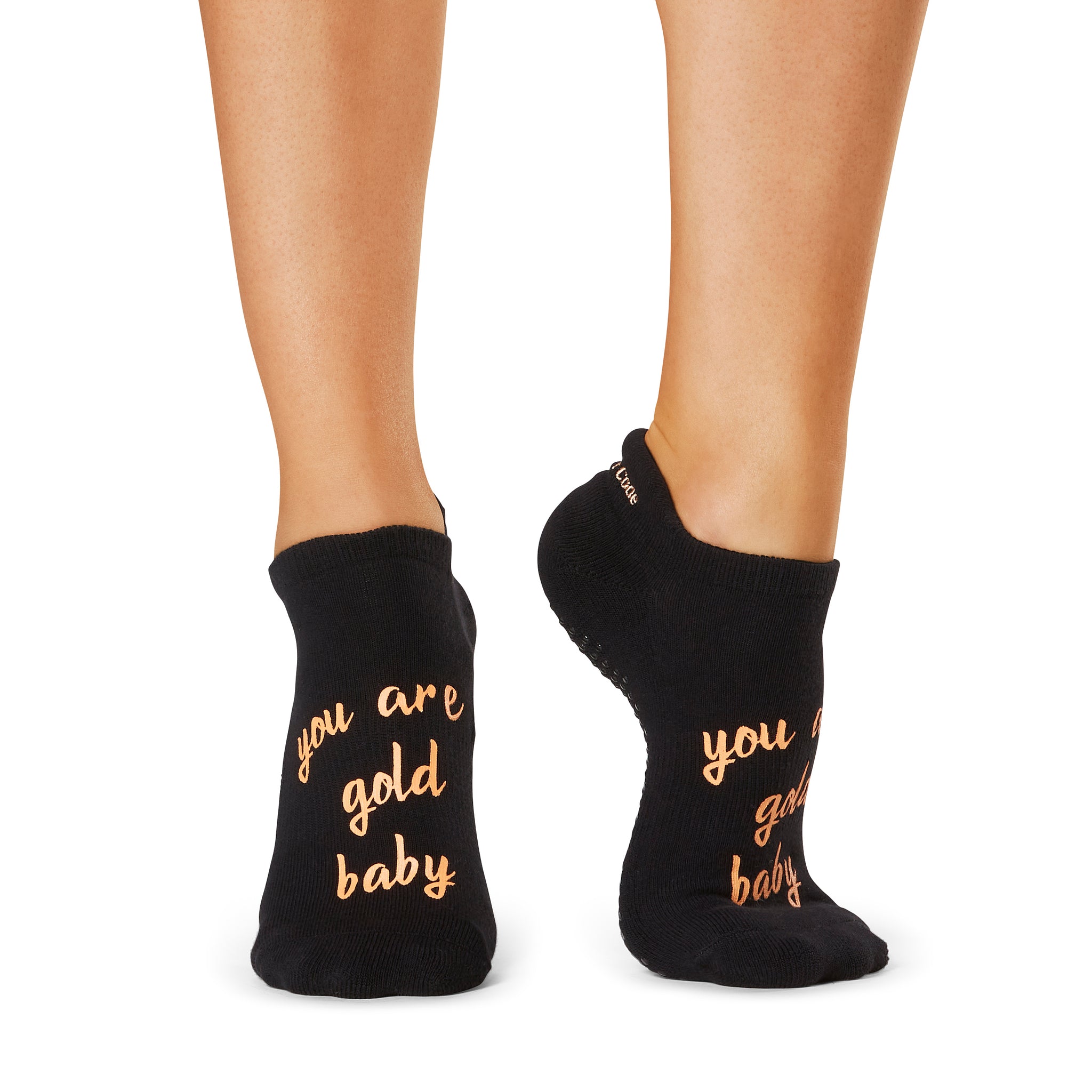 The Barre Code x Tavi Noir Low Rise YOU ARE GOLD BABY Grip Socks – The  Barre Code Shop Site