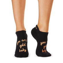 Load image into Gallery viewer, The Barre Code x Tavi Noir Low Rise YOU ARE GOLD BABY Grip Socks