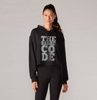The Barre Code Semi Cropped Hoodie Ebony with Silver Logo
